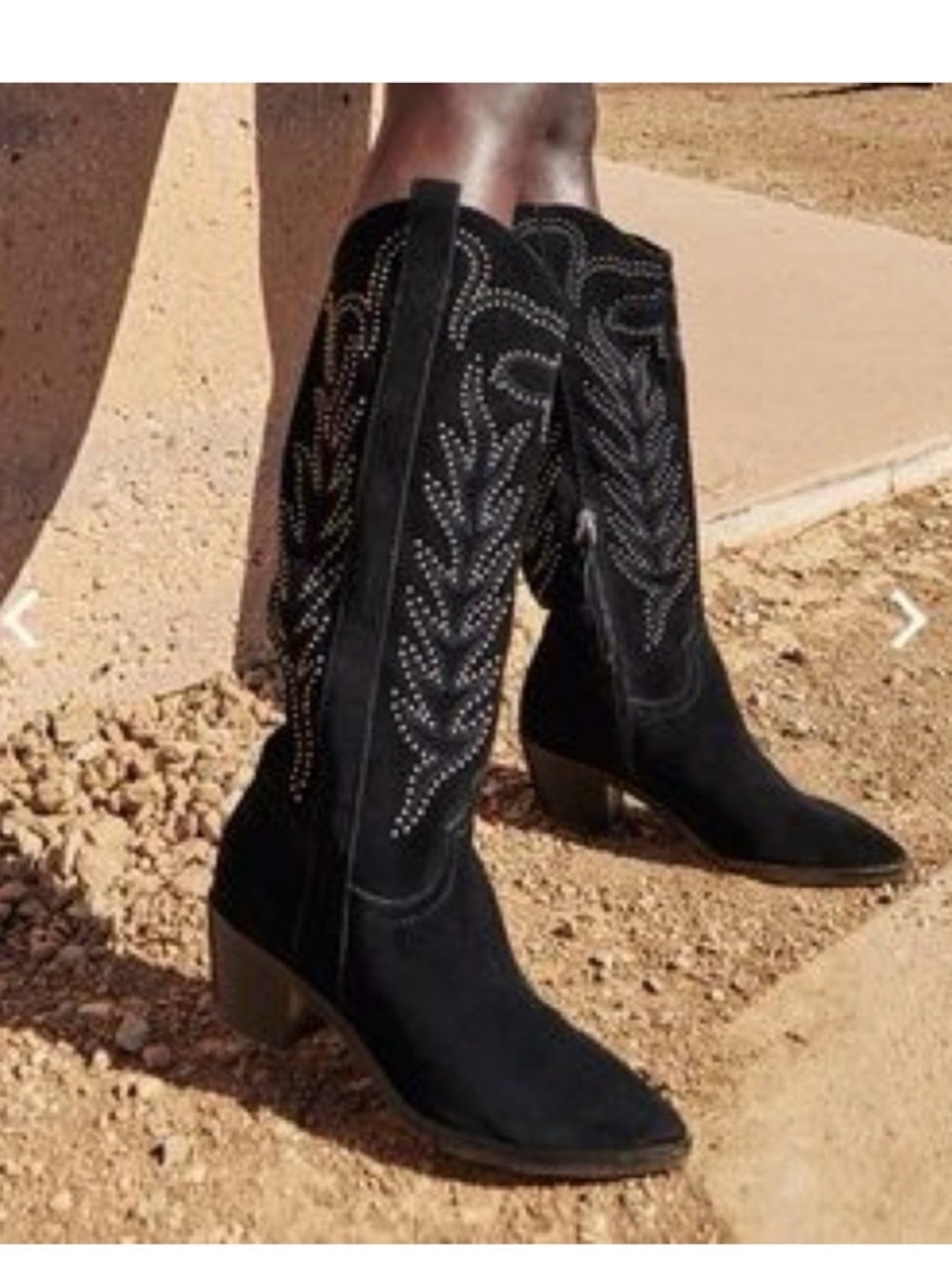 DV Dolce Vita Kitschy Knee High Western Boots Black Studded Size 9 Worn Once